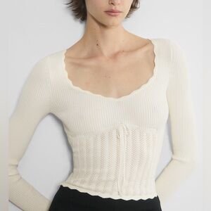 Wilfred Cream Fitted Sweater Blouse